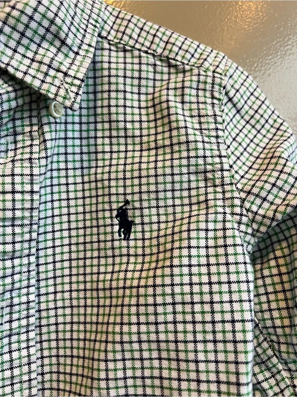 Ralph Lauren 2/2T Green Navy Check Button Down Shirt Preppy Classic Chic Logo RL